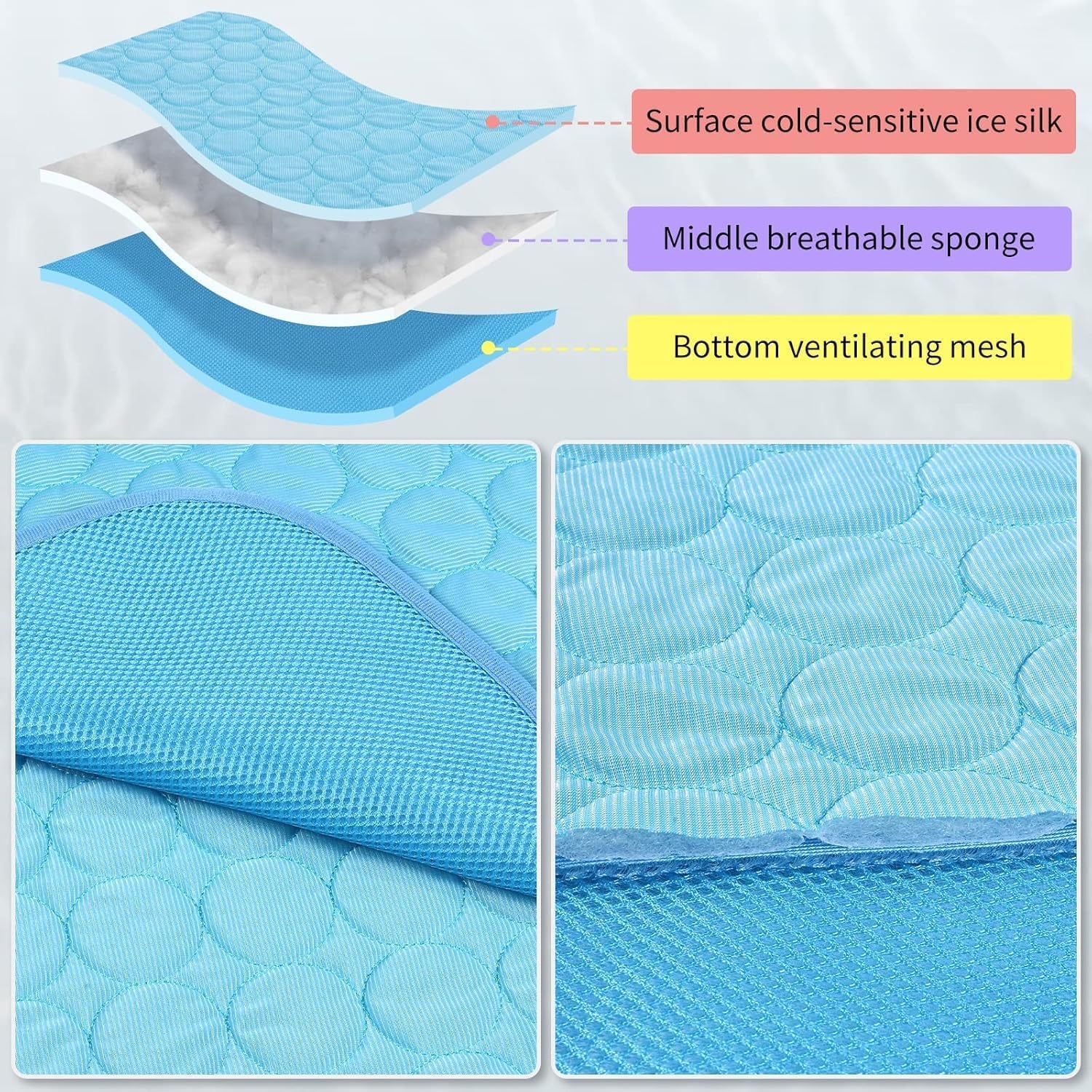 Dog Cooling Mat, Pet Cooling Mat for Dogs Cats Pet Cool Mat Reusable Cool Pad for Home Travel in Hot Summer (L)