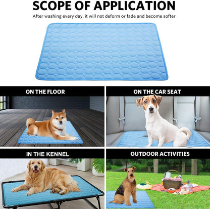 Dog Cooling Mat, Pet Cooling Mat for Dogs Cats Pet Cool Mat Reusable Cool Pad for Home Travel in Hot Summer (L)