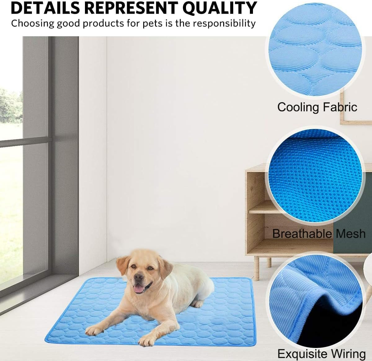 Dog Cooling Mat, Pet Cooling Mat for Dogs Cats Pet Cool Mat Reusable Cool Pad for Home Travel in Hot Summer (L)