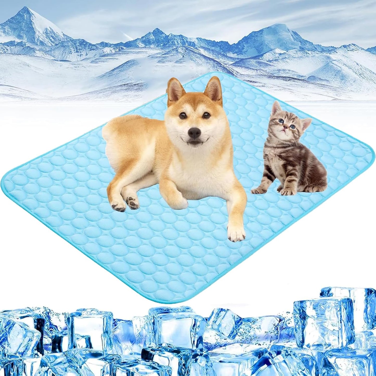 Dog Cooling Mat, Pet Cooling Mat for Dogs Cats Pet Cool Mat Reusable Cool Pad for Home Travel in Hot Summer (L)